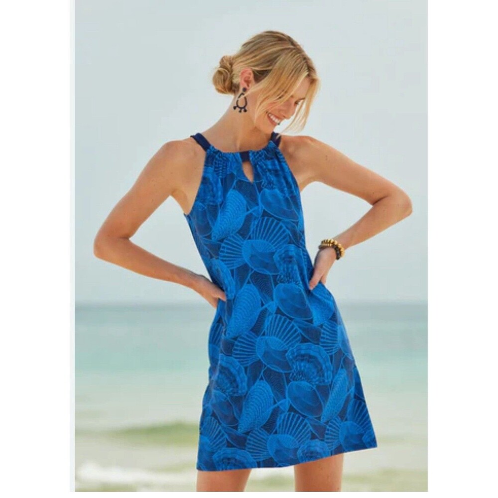Cabana Life CABANA LIFE - SAN SEBASTIAN SLEEVELESS SHIFT DRESS Medium Blue Shell